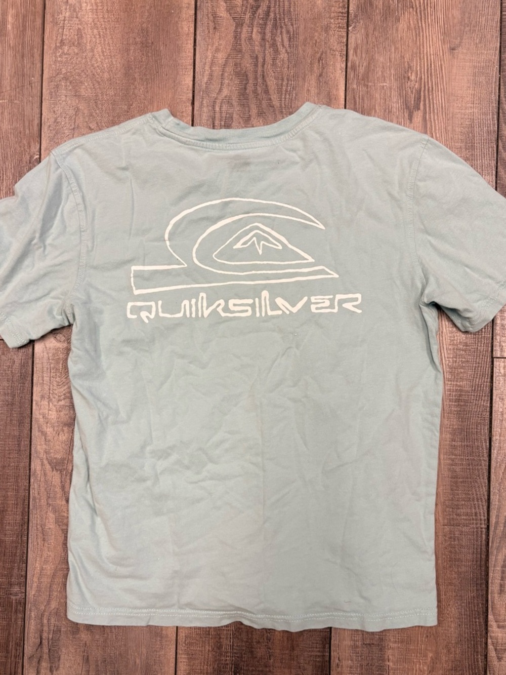 Quiksilver Men's Pale Blue Short Sleeve Tee with White Logo